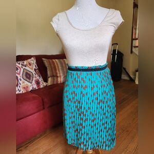 Xhilaration Blue Cream A-Line Midi Dress